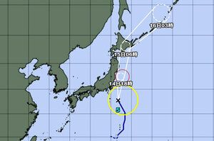 【気象】台風5号が北上中、夜にかけて関東の東側から三陸沖へ　大雨に注意